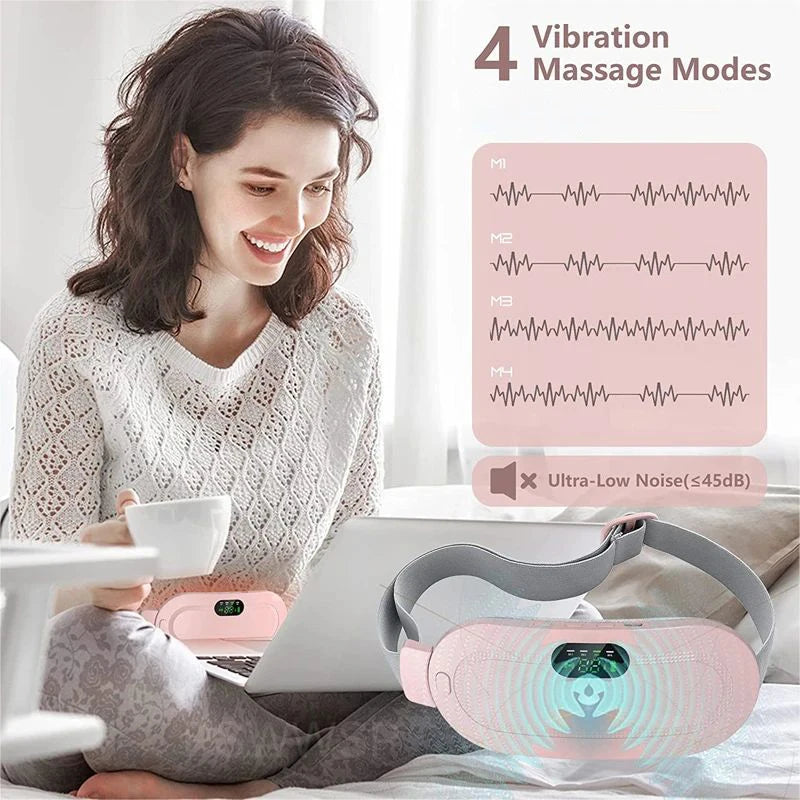 Portable Heating Massage Belt with Three Temperature Settings Women's Menstrual Relief Waist Massager for Period Pain
