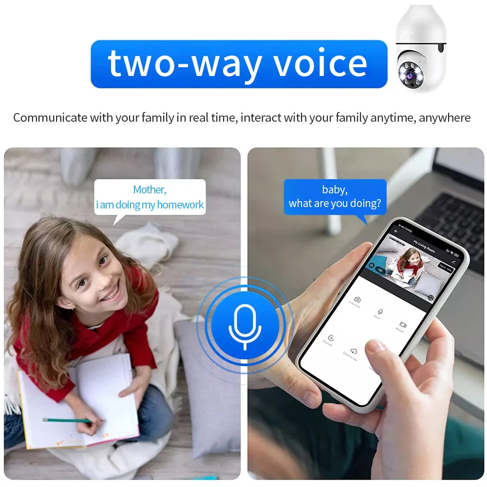 Bulb E27 Surveillance Camera Full Color Night Vision Automatic Human Tracking Zoom Indoor Security Monitor Wifi Minii IP Camera