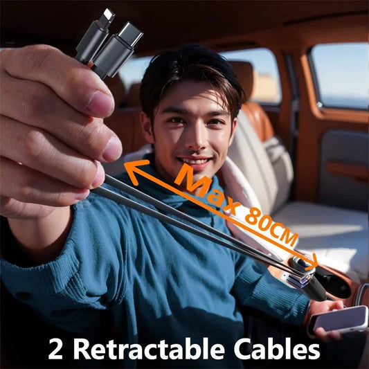 45W 5 In 1 Car Charger With Retractable Cable&amp; Air Freshner USB/Type C Aroma Starlight Car Adapter USB/Type C PD3.0 For Phone