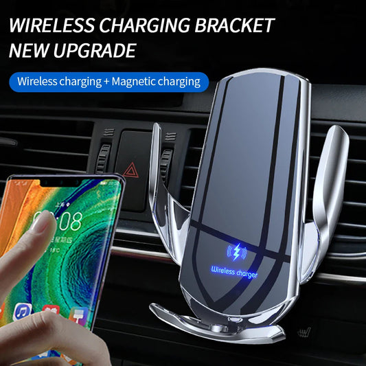 15W Q3 Smart Sensor Car Phone Wireless Charger Fast Charging Auto-Clamping Car Phone Holder for iPhone and All Android